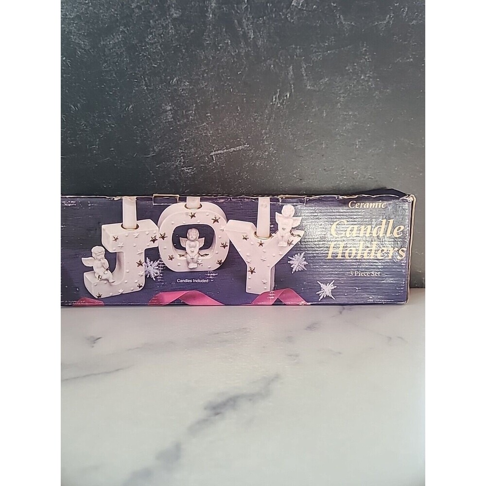 Ceramic Joy Candle Holders 3 Piece Set